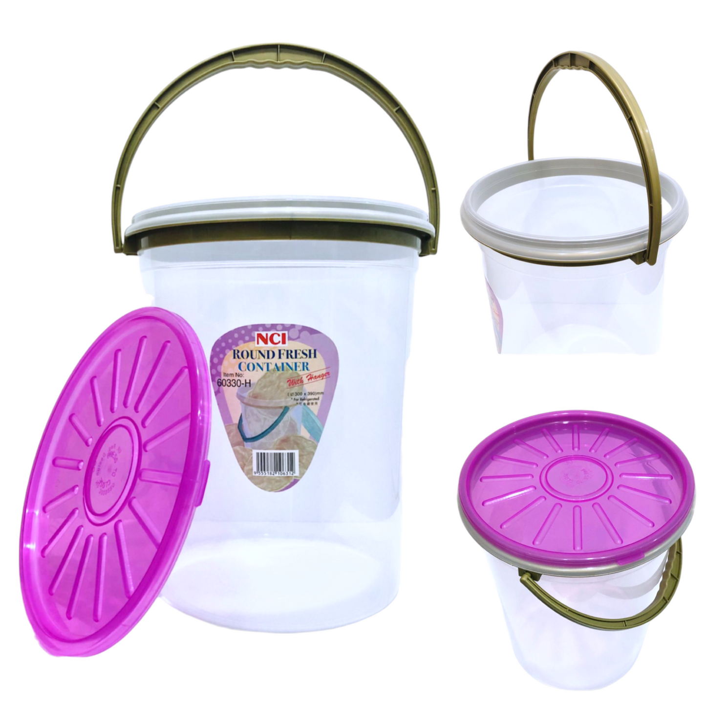 NCI Plastic Round Airtight Container with Handle (16.5L / 21L / 24L)